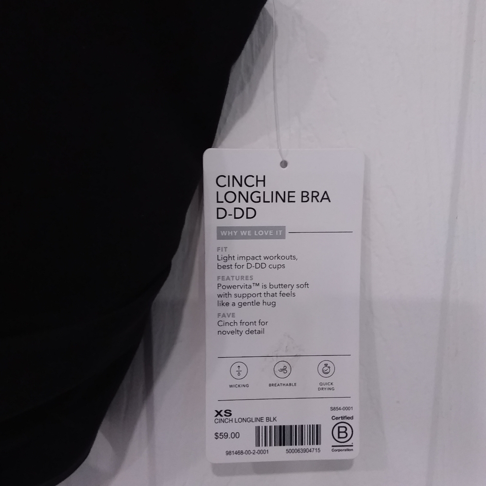 Women's Athleta Chinch Longline Bra XS D-DD Black New With Tags
